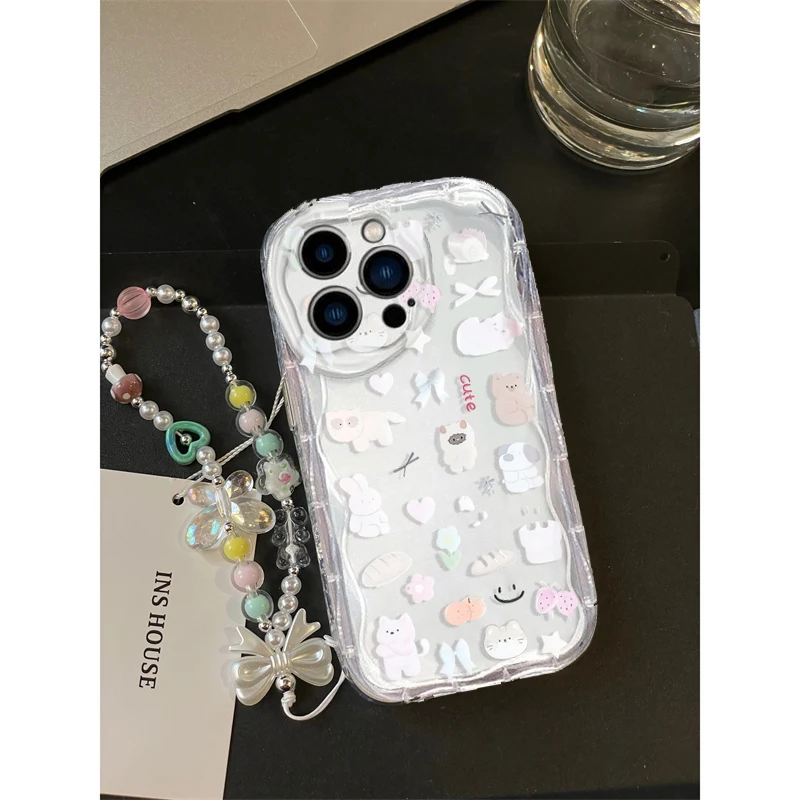 Cute Cat Bow Wrist Chain Case  - Cute Cartoon Wrist Strap Silicone Case recension och pris