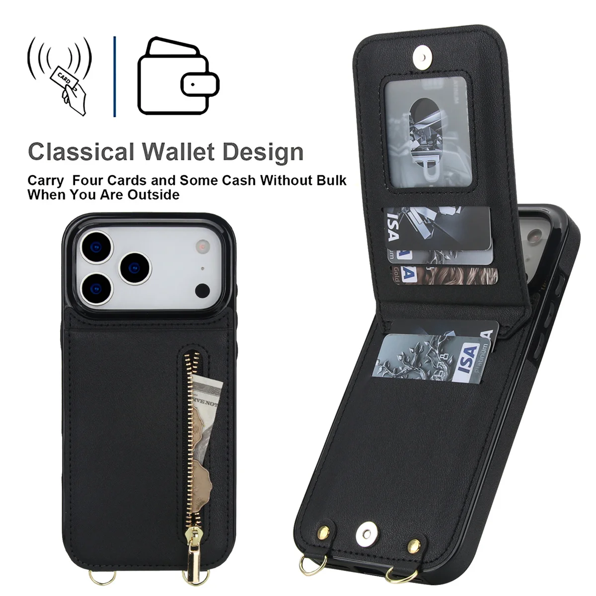 Crossbody Zipper Wallet Card H - Leather Wallet Card Holder Phone Cover recension och pris