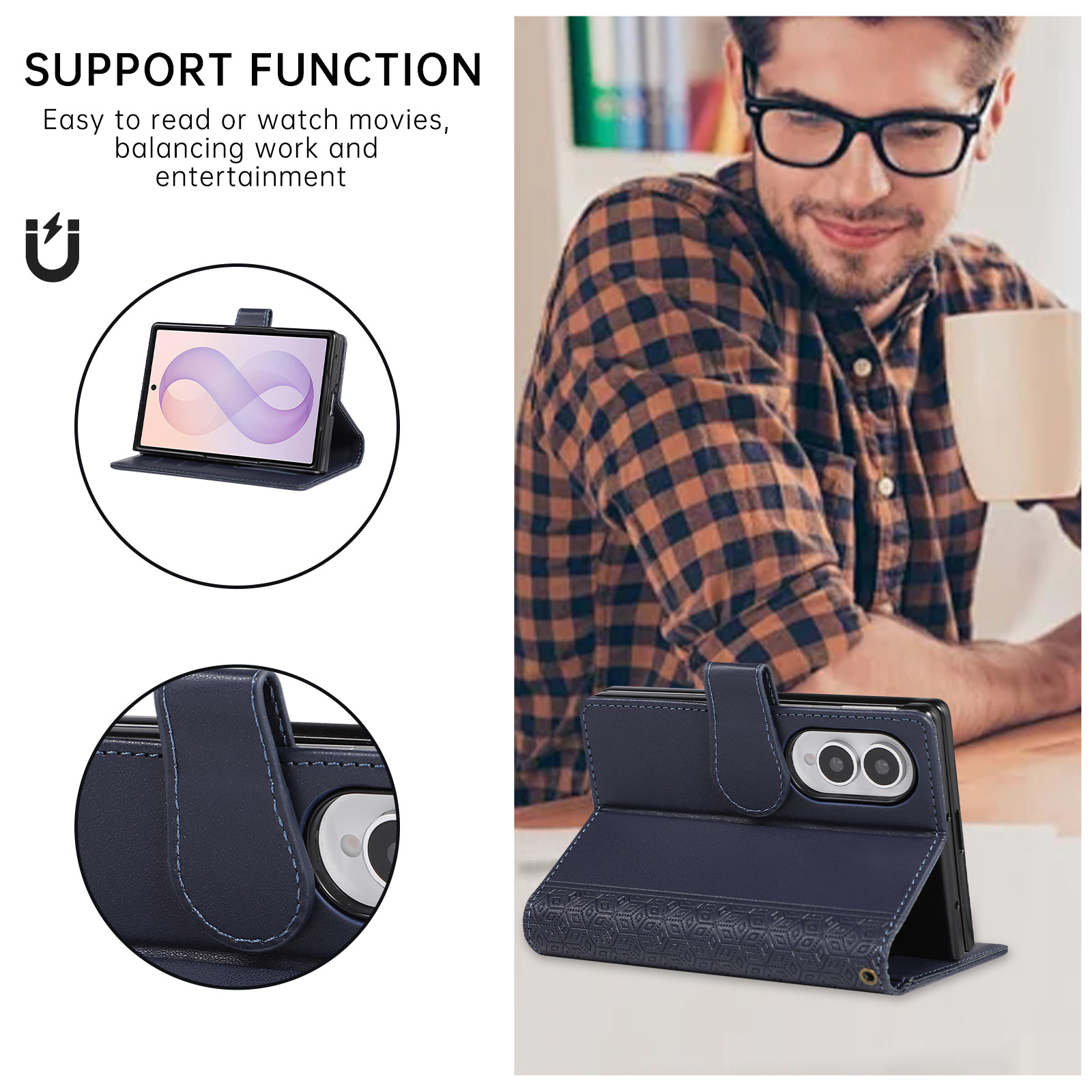 Business Luxury Leather Wallet - Leather Wallet Card Holder Phone Cover recension och pris