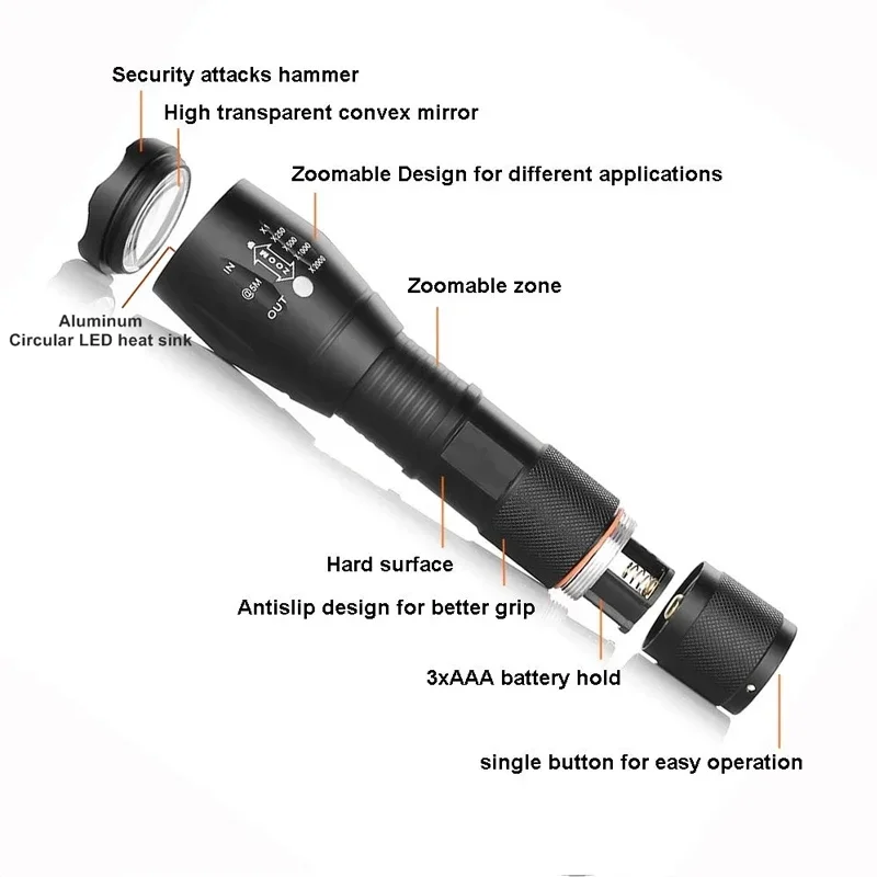 High Power T6 LED Flashlights  - Power Banks recension och pris