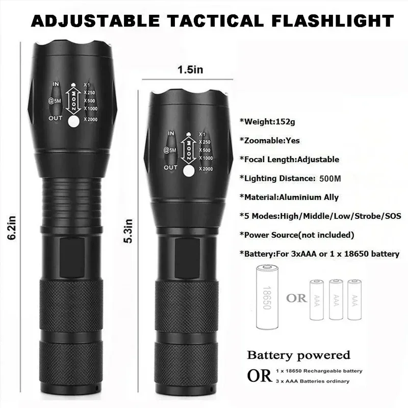 High Power T6 LED Flashlights  - Power Banks recension och pris