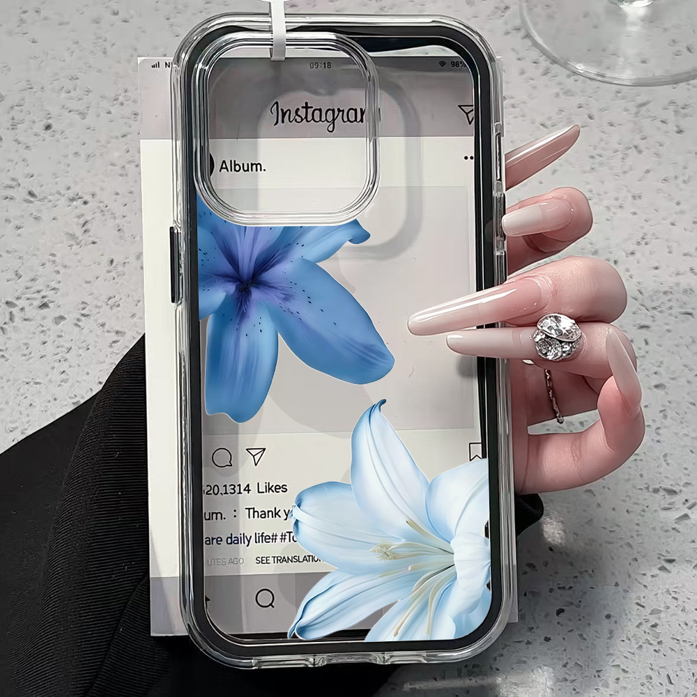Blue Lily Flower Clear Phone C - Clear Shockproof Bumper Case recension och pris
