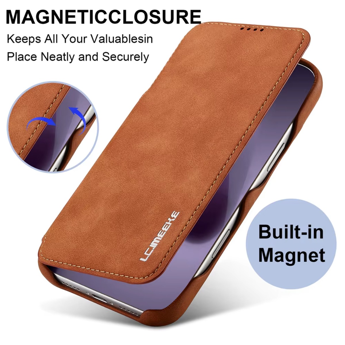 Leather Wallet Magnetic Flip C - Leather Wallet Card Holder Phone Cover recension och pris