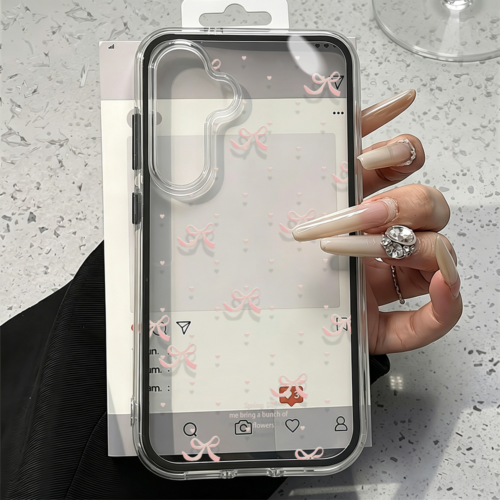 Cute Pink Bow Soft Phone Case  - Clear Shockproof Bumper Case recension och pris