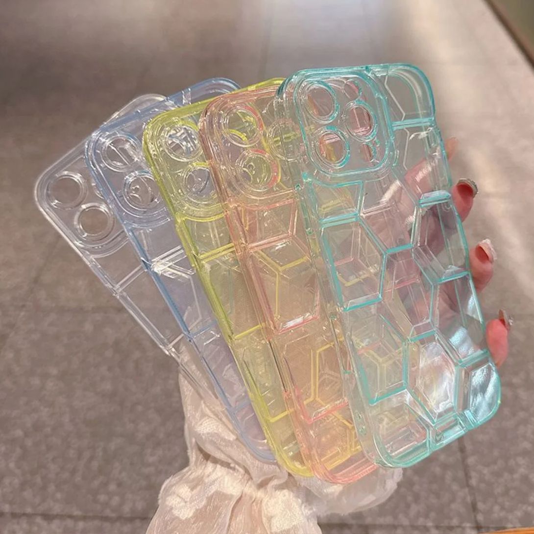 Honeycomb Geometric Football P - Clear Shockproof Bumper Case recension och pris