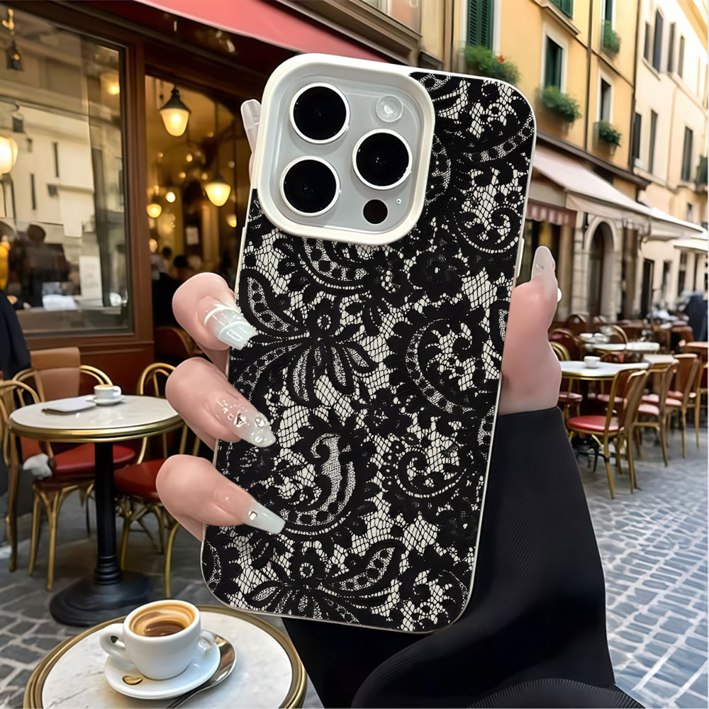 Black Vintage Floral Lace Lych - Vintage Floral Pattern Soft Case recension och pris