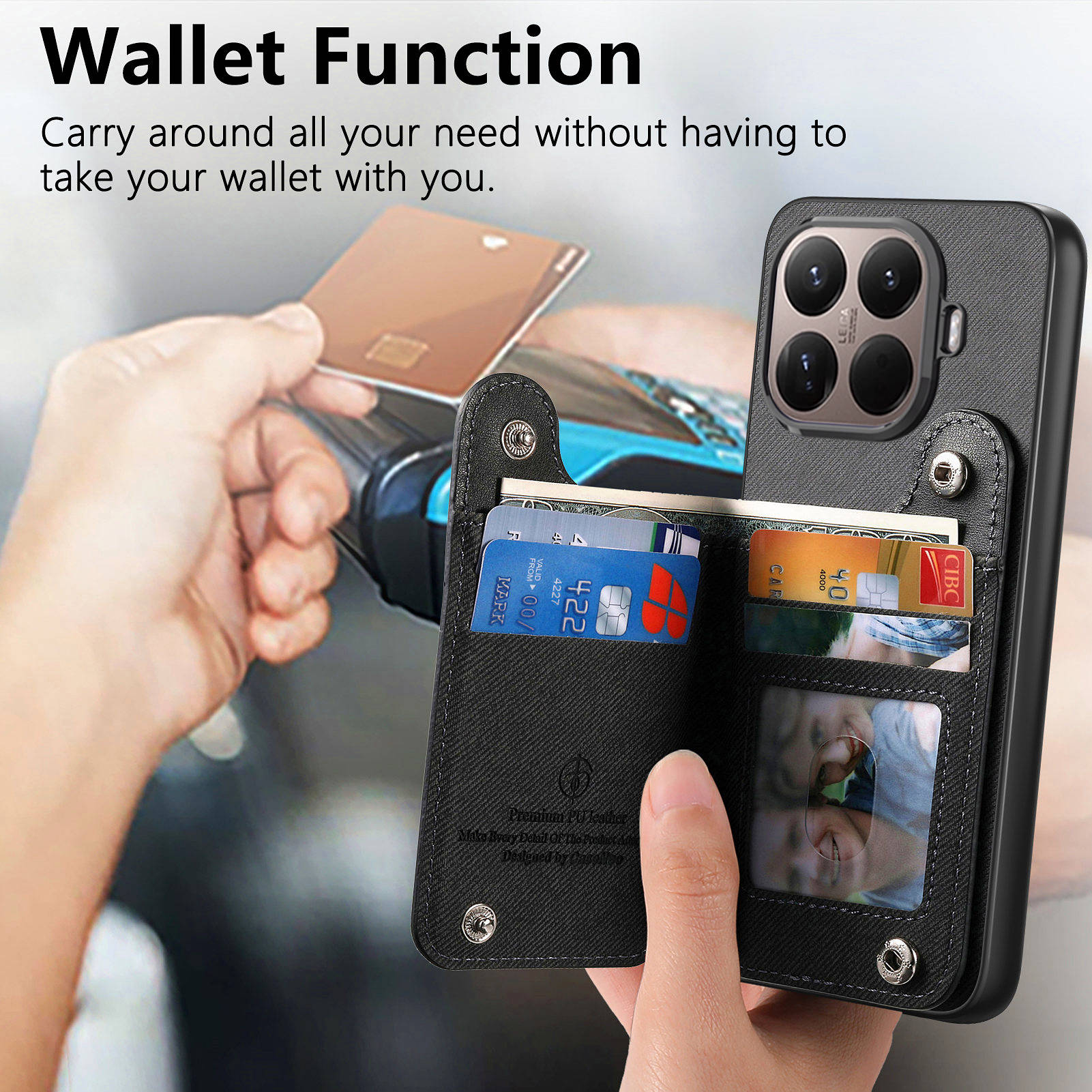 RFID Wrist Strap Zipper Wallet - Leather Wallet Card Holder Phone Cover recension och pris