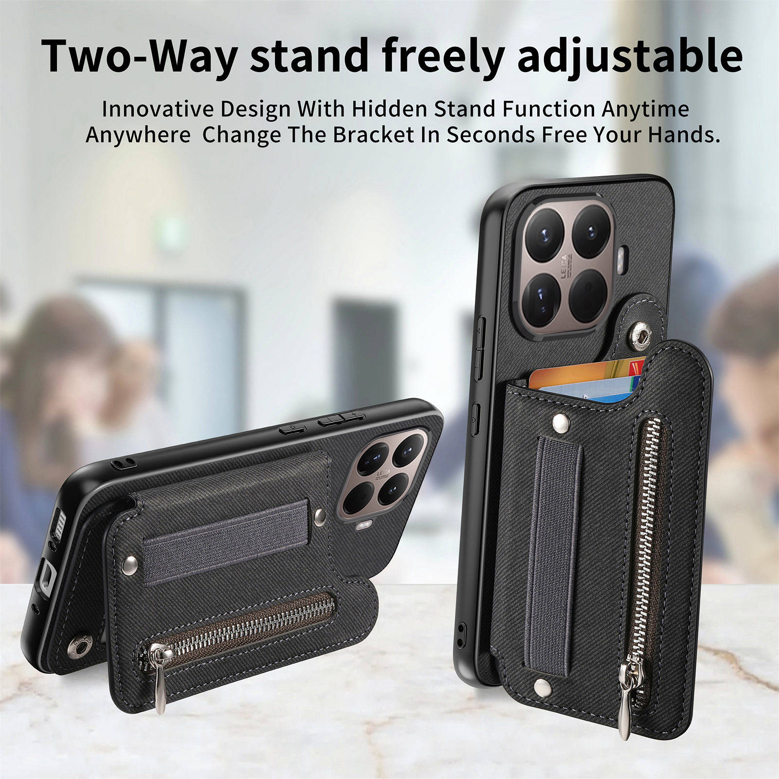 RFID Wrist Strap Zipper Wallet - Leather Wallet Card Holder Phone Cover recension och pris